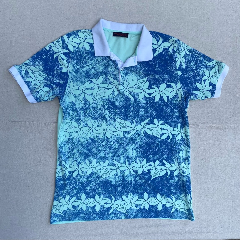 Men's Polo Shirt with Tropical Print Made in Turkey